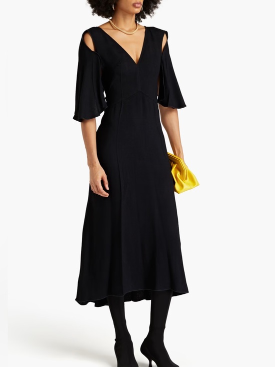 Victoria Beckham Dresses & Skirts - Victoria Beckham Black Cold-Shoulder V-Neck Midi Dress